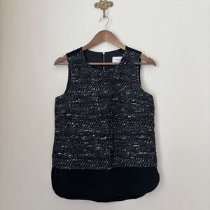 Charlotte Brody Black Tweed Layered Sleeveless Top Small Corporate Chic